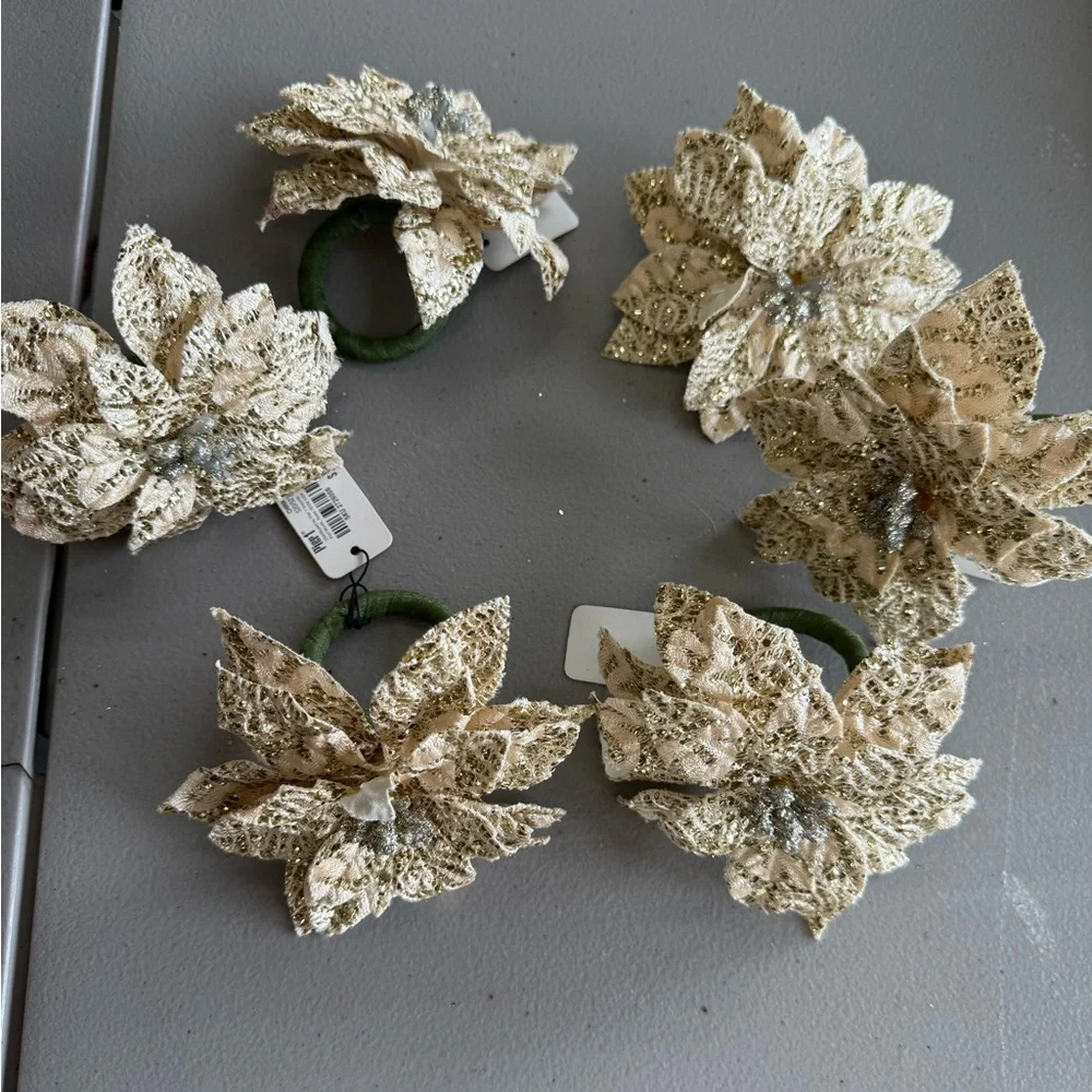 Gold Floral Napkin Rings